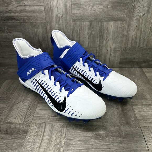 Nike Alpha Menace Pro 2 Mid White Blue Men's size 16 Football Cleats - Picture 3 of 8